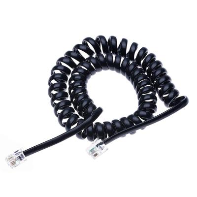 China OEM Muelle en espiral 1m 2m 3m RJ9 4P4C RJ11 Negro Blanco Espiral Flat Cat3 Cable telefónico ADSL en venta