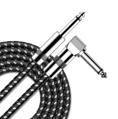 China OEM 3M 1/4 Inch 6.3mm TS Jack Right Angle Music Instrument Bass Amplifier Pedal Guitar Patch Cable for sale