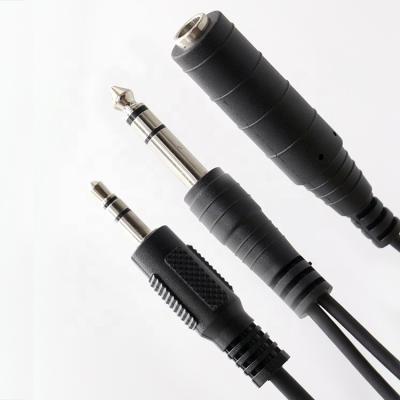 China 1M 2M 3M Y Splitter Man naar Vrouw 6.35mm 3.5mm TRS Microphone Stereo Jack Audio kabel Te koop