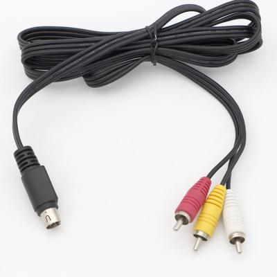 China OEM 9 Pin Mini Din to RCA S Video Audio Cable for TV Displays Audio Video Receiver for sale