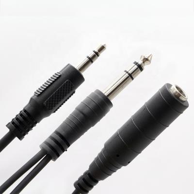 China Splitter Male to Female 6.35mm 3.5mm TRS Jack Microphone Audio Cable for sale