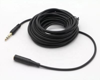 China Conector de oro personalizado 6.35mm Jack 1/4 de pulgada TRS masculino a 1/4 de pulgada TRS femenino cable de conexión de audio estéreo en venta