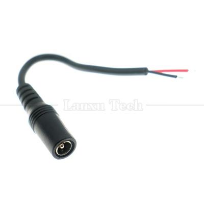 China Customized DC Female Barrel Jack Plug 5.5x2.1mm Connector to Open Tinned Pigtail Wire Cable for Led Light for sale