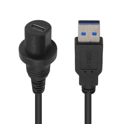 China Mini USB macho a Micro USB hembra cable de extensión a prueba de agua con panel de montaje de descarga para automóvil camión barco computadora de motocicleta en venta