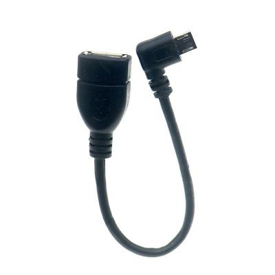 China Draagbare korte 90 graden rechthoek Micro V8 naar USB Vrouwelijke stopcontact OTG adapter kabel voor telefoon laptop Te koop