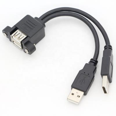 China Screw Locking Stud 0.5M 1M 2M 3M Male to Female Dual USB Panel Mount Extension Cable for sale