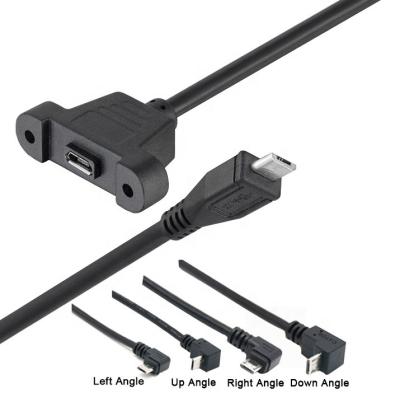 China CUSTOM 0.3M 1M 90 Degree Up Down Left Right Angle Screw Micro Panel Mount USB Extension Cable for sale