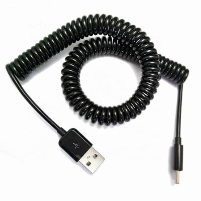 China Custom Retractable 1M 2M 3M Data Charging Spiral Coiled Mini USB 5 PIN to USB Charger Cable for sale