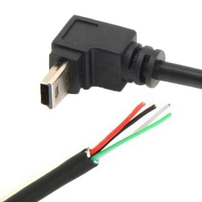 China 90 grados hacia arriba hacia abajo ángulo izquierdo derecho Mini USB para desnudar alambre desnudo Cable de cola de cerdo de extremo abierto en venta