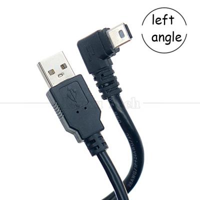 China Personalización de 90 grados en el ángulo izquierdo USB A masculino a MINI 5P Cable USB para la cámara del controlador PS3 en venta