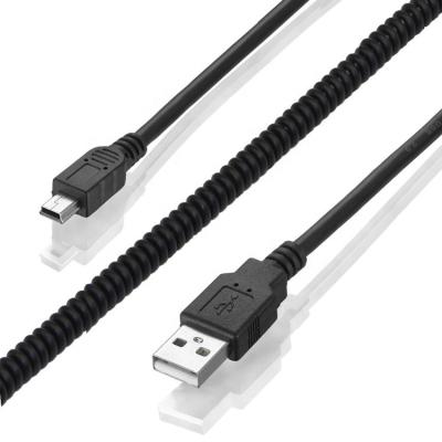 China Carga de datos en espiral de resorte de alta calidad Mini USB 2.0 Cable de cargador de extensión para cámara PS3 en venta