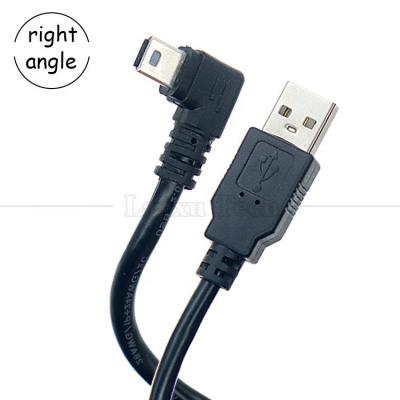 China 1m 2m 3m 5m 90 grados en forma de L ángulo derecho izquierdo USB 2.0 A macho a mini B 5 pin USB Cable de carga de datos para cámara MP3 en venta