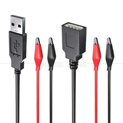 Κίνα Άντρας-γυναίκας σύνδεσμος USB σε διπλό χαλκό Κραβίδες κροκοδείλου Κλιπς αλιγάτορα Δοκιμή οδηγεί καλώδιο προσαρμογέα καλωδίου για ηλεκτρικό κύκλωμα προς πώληση