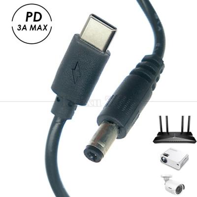 China PD Charging 3A 9V 12V 15V 20V USB Type C to DC 5.5x2.1mm Jack Adapter Converter Cable for Wifi Router Modem Projector Camera for sale