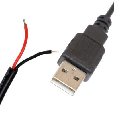 China OEM USB 2.0 Un macho para abrir soldadura enlatada desnuda 2 cables de carga del extremo del cable de carga en venta