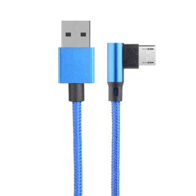 중국 빠른 충전 2.4A 나일론 넥타이 L 모양 왼쪽 각 마이크로 b USB A 남성 데이터 충전 케이블 전화 판매용