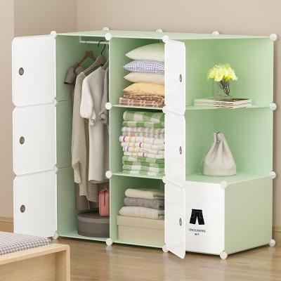 China Modern (Size) Bedroom Wardrobe Closet Furniture 7 Adjustable Plastic Doors Storage Cabinet with Hangers and Shelf for sale