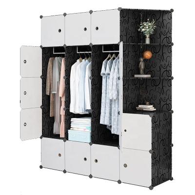 China Ghana Adjustable Wardrobes Wardrobe Multi-Use Latest Design (Size) With Shelf And Hanger Beautiful Plastic Wardrobe Cabinet Bedroom Furniture for sale