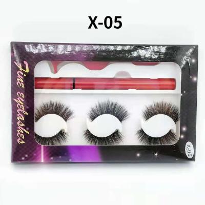 China Glitter & High Quality Shimmery Clean Latest Brand 3D Magnet False Eyelash Glueless Protein Silk Fiber Eyelash And Eyeliner Set for sale