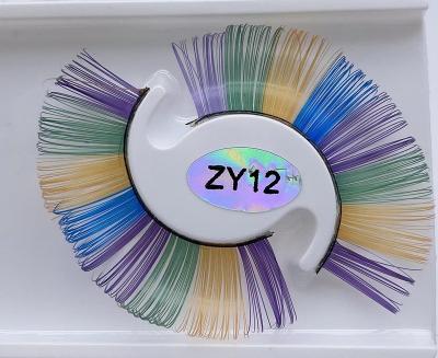 China Glitter & Wholesale Purple Blue Yellow Red Green Mixed Color Glitter Full Strip Shimmery False Eyelashes Lashes For Halloween Christmas for sale