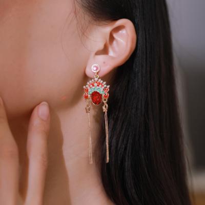 China 2022 Trend Fashion Jewelry Chinese Style Peking Opera Facebook Fashion Women Handmade Tassel Earrings for sale