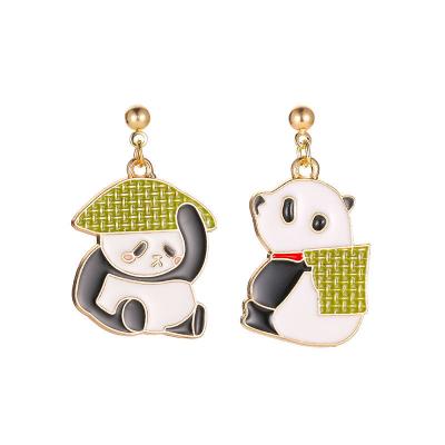 China Cute Panda Puppy Cat Enamel Beads Pendants Cute Animals Personality Earrings For Women DIY Jewelry for sale