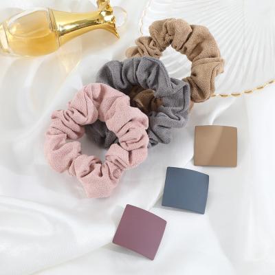 China Polyester / iron one of the latest hot-selling winter women's popular solid color hair tie and crochet combination hair accessories in Japan for sale