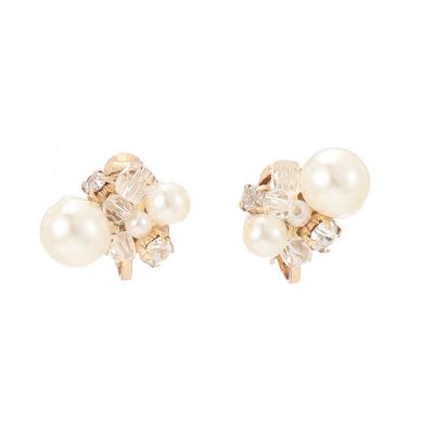 China 2022 Korea Fashion Pearl Diamond Zircon Earrings No Ear Hole Ear Clip Best Selling Romantic Romantic Earrings for sale