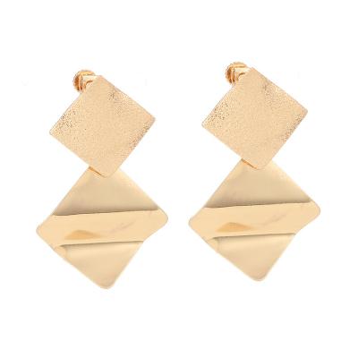 China Newest Geometric Luxury Personality Design Square Earrings Copper Alloy Gold Plated Personality Screw Ear Clips for sale