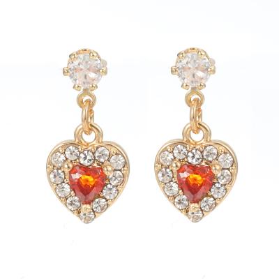 China CLASSIC Korea Fashion Cheap Rhinestone Love Heart Dangle Earrings Eco-friendly Resin Stud Earrings for sale