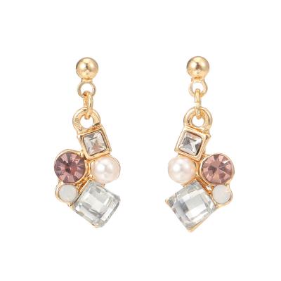 China Trendy Hot Simple Stylish Dangling Stud Earrings Ladies Latest Design Zircon Jewelry Earrings for sale