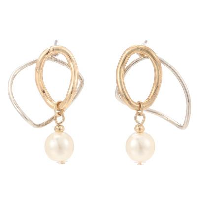 China 2022 FASHIONABLE high quality pearl design earrings unique zinc alloy dual function earrings stud earrings for sale