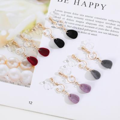 China Hot Selling 2022 Fashion Plush Geometric Petal Shape Acrylic Dangle Resin Unpunched Earring Clip For Woman for sale