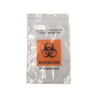 China Custom Medical Examination Bag Moisture Proof Zipper Specimen Bag Biohazard Biohazard Specimen Bag for sale