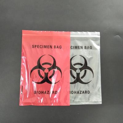 China Safety Disposal PE Biohazard Specimen Bag Kangaroo 3 Pouch Laboratory Carry Zipper Plastic Biohazard Bag for sale