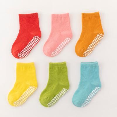 China Sale Baby Boy Girls QUICK DRY Warm Breathable Indoor Kids 6 Toddler Pair Anti Slip Solid Color Socks for sale