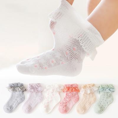 China Spring And Summer New Antibacterial Lace Thin Baby Socks Cute Princess Baby Socks Non Slip Breathable Cotton for sale