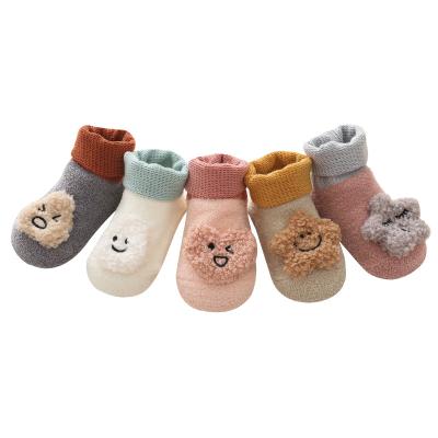 China New Design Baby Winter Plush Toddler QUICK DRY Cotton Socks Non-slip Cute Animals Floor Socks With Straps for sale