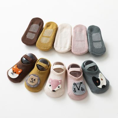 China New Design Baby Winter Plush Toddler QUICK DRY Cotton Socks Non-slip Cute Animals Floor Socks With Straps for sale