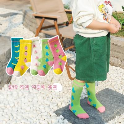 China Spring Autumn Cartoon Child Sock Fruit Pattern Girl Tube Socks QUICK DRY Hot Selling Mid Spring for sale