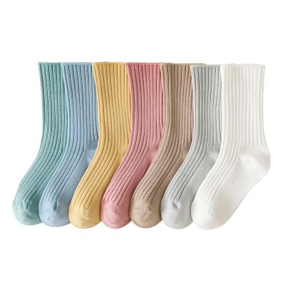 China Cotton Antibacterial Custom Kids Breathable Socks Solid Color Mid Tube Seamless Socks For Kids for sale