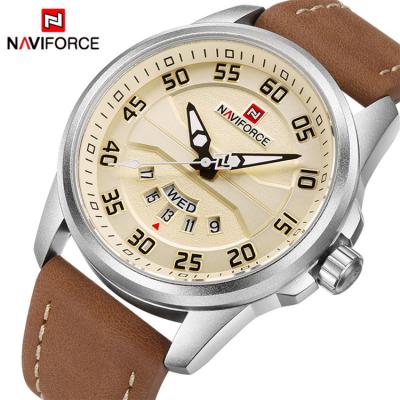 China Hot NAVIFORCE 9124 China Day/Date Brand Men's Watch Japan Quartz Movement Water Resistant Naviforce Genuine Leather Watch for sale