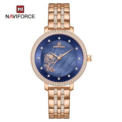 China NAVIFORCE 5017 Fashion Diamond Ladies Wristwatches Rose Gold Stainless Steel Women Waterproof Quartz Watches Brand relogio feminino 2020 for sale