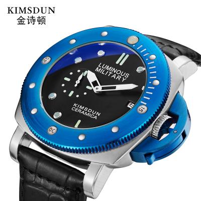 China KIMSDUN Automatic Date Men's Military Quartz Analog Watch Sub Dial Casual Sport Work Watches Male Fashion Clock Leather Strap Watch for sale