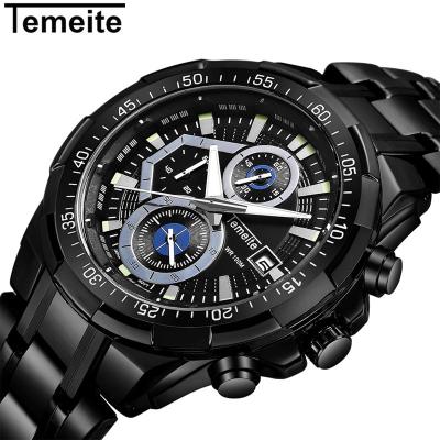 China Chronograph Temeite Men Sport Waterproof Wrist Watch 6 Indicator Chronograph Date Military Male Clock Hodinky Men's Luxury Quartz Watch Brand for sale