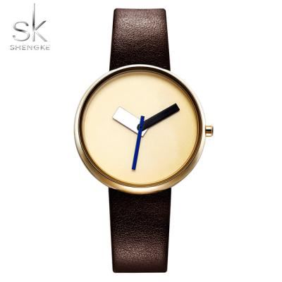 China Shengke Top Brand Women Water Resistant Brown Simple Leather Wrist Watch Women's Causal Style Fashion Design Watches Female for sale