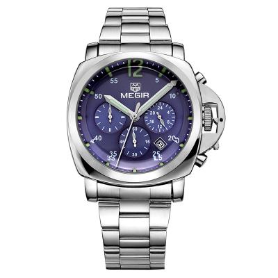 China Megir 3006 Brand Original Megir 3006 Brand Original Chronograph Luxury Analog Chronograph Stainless Steel Military Silver Watch for sale