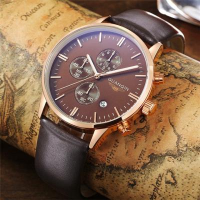 China GUANQIN Chronograph GUANQIN Sport Quartz Watch Men's Top Luxury Military Luminous Hands Chronograph Male Clock Relogio Masculino for sale