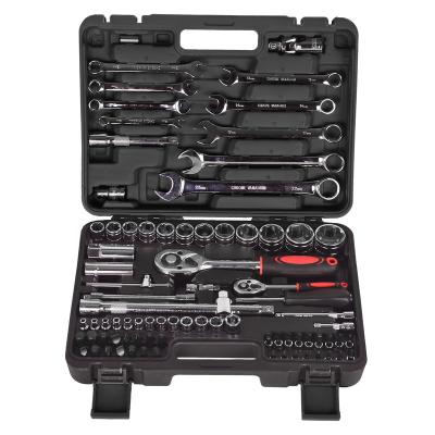 China 82 Pcs Car Use Auto DIY Tools Home Repair Tool Kit Universal Home/Workshop/Garage Socket Wrench Newcomer Set for sale