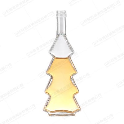 China Crystal Clear Beverage Triangle Shape Wine Bottle Glass Whiskey Glass Bottles Packaging For Brandy for sale